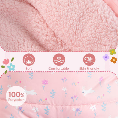 JiAmy Baby Winter Snowsuit, Toddler Bear Hood Fold-Over Mittens Booties Jumpsuit Toddler Warm Fleece Romper Girls Boys Warm Jumpsuit 3-24 Months