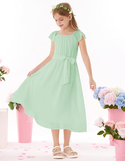 GRACE KARIN Mädchen Sommerkleid Elegantes Chiffon Prinzessinnen Langkleid Hochzeitsgast Abendkleid für Teenager-Mädchen 5-14 Jahre