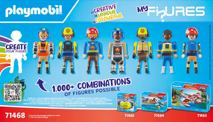 PLAYMOBIL Action Heroes 71464 Fire Boat with Aqua Scooter, Exciting Water Rescue, Includes Diving Goggles, Flippers and Life Jacket, Realistic Toy for Children from 4 Years