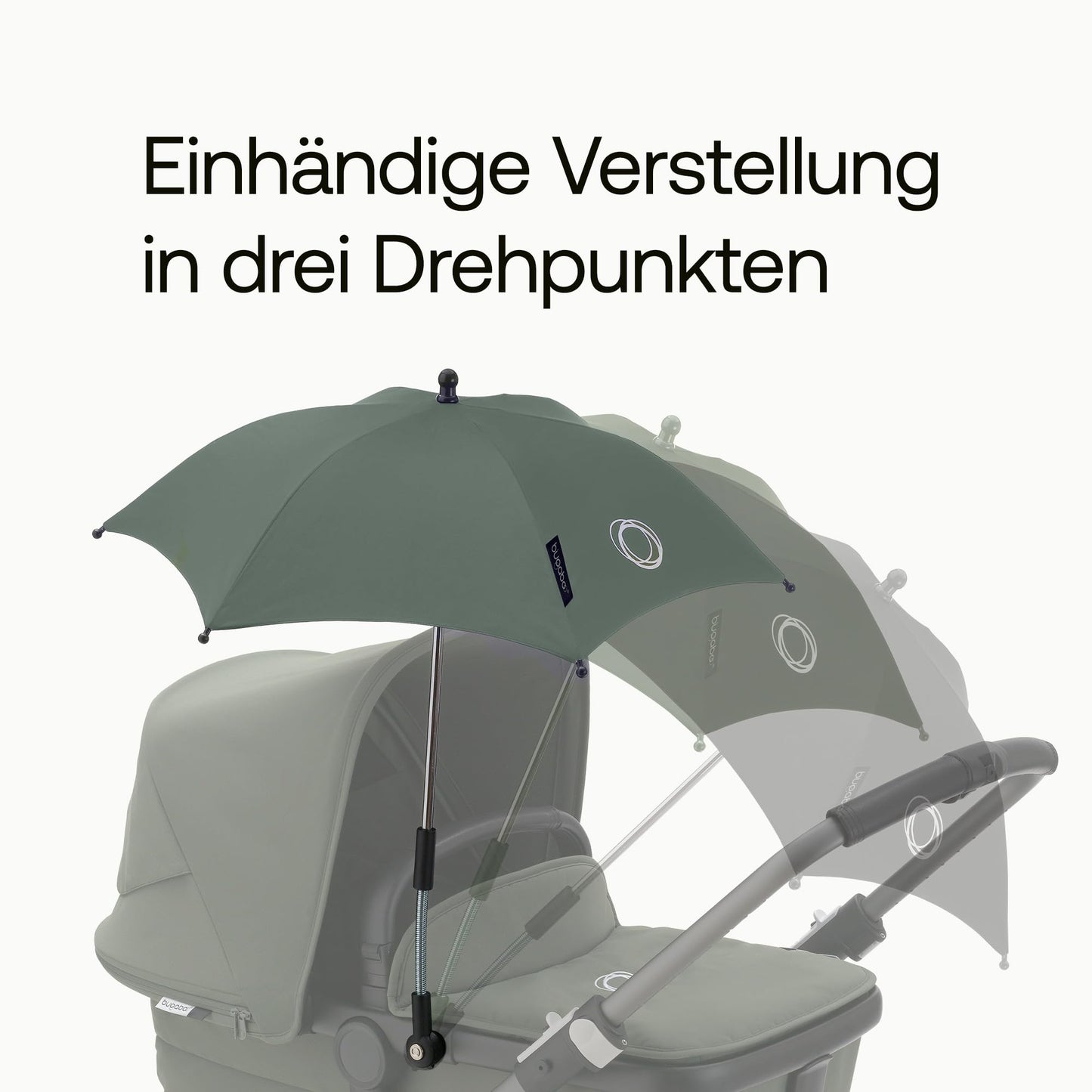 Bugaboo Sonnenschirm+, kompatibel mit allen Bugaboo Kinderwagen, mit UPF 50+ Schutz gegen UV-Strahlen, große Schattenfläche, Verbindung mit einem Klick & leicht verstellbarer Mechanismus, Desert Taupe
