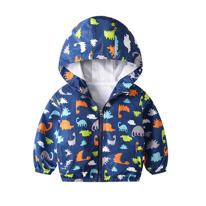 JinBei Jacke Baby Junge Kinder Jacken Kapuzen Sweatjacke Kapuzenjacke Cartoon Aufdruck Jungen Winddicht Mantel Windjacke Übergangsjack Frühling Herbst Outwear Softshelljacke 1-7 Jahre