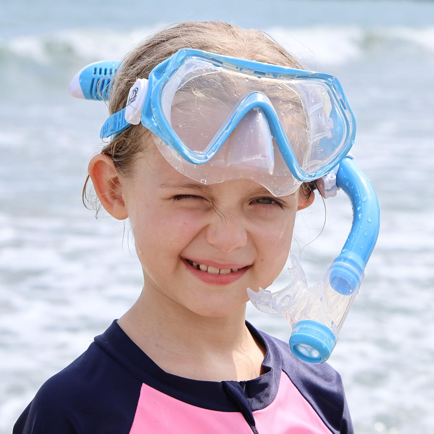 Findway Children's Diving Goggles, Swimming Goggles, Snorkel Mask for Boys Girls Teenagers, Diving Mask with Nose Cover, 180° Panorama, HD, Anti-Fog, Anti-Leak, Diving Goggles for Children 4-16 Years