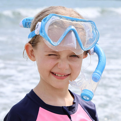 Findway Children's Diving Goggles, Swimming Goggles, Snorkel Mask for Boys Girls Teenagers, Diving Mask with Nose Cover, 180° Panorama, HD, Anti-Fog, Anti-Leak, Diving Goggles for Children 4-16 Years