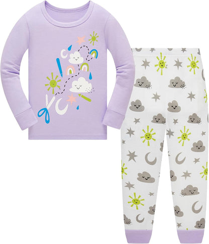 TEDD Girls' Pyjamas, Cotton, Cute, Unicorn, Long Sleeves, Two-Piece Pyjamas Set, Kids’ Sleepwear, Winter, Christmas, Sizes 1-12 Years