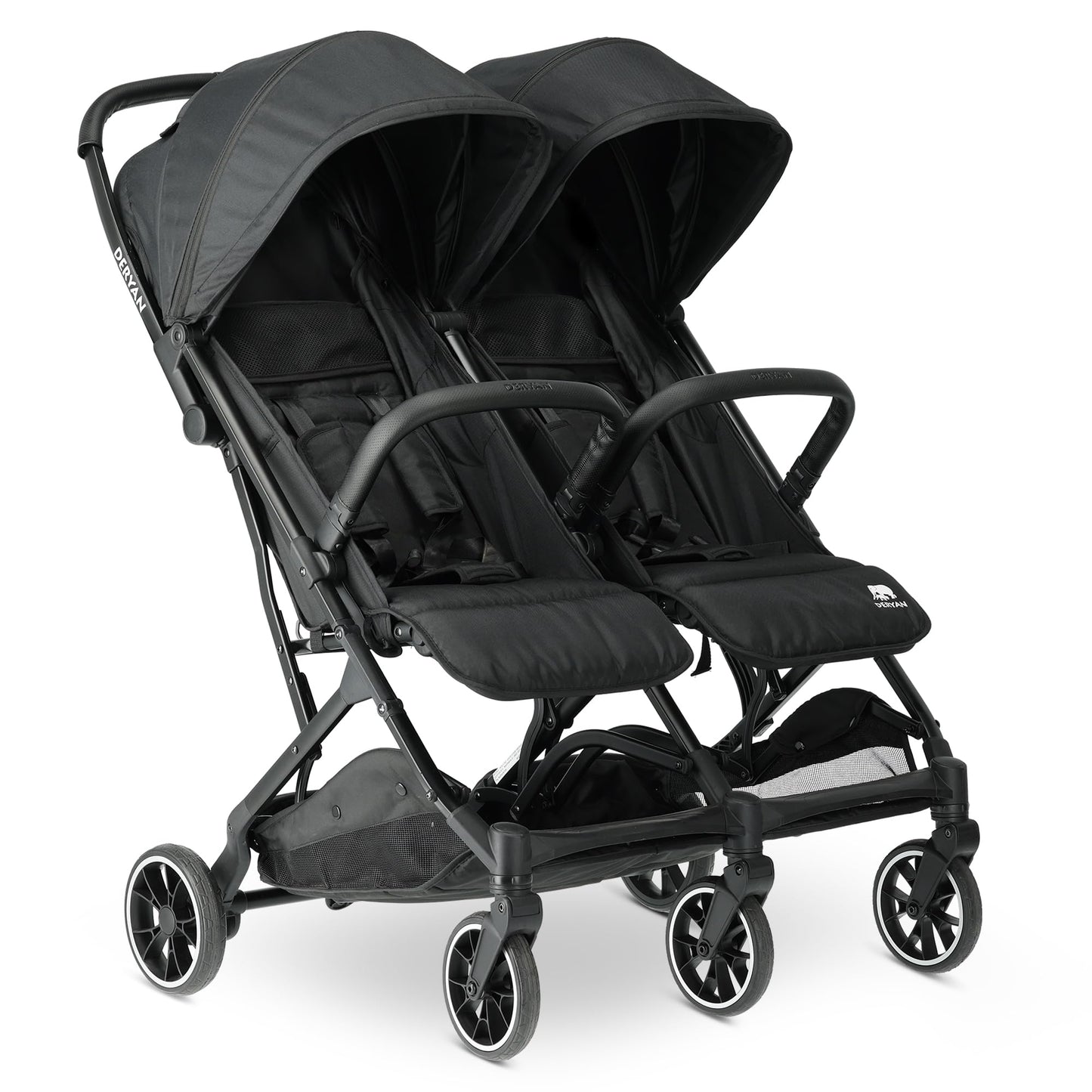 Deryan XP X2 Kinderwagen Buggy 2 in 1 - Buggy klein zusammenklappbar - Geburt bis 4 Jahre - Baby Wagen pro Sitz belastbar bis 22kg - Kinderbuggy klappbar - KOMPAKT & FALTBAR - Grau