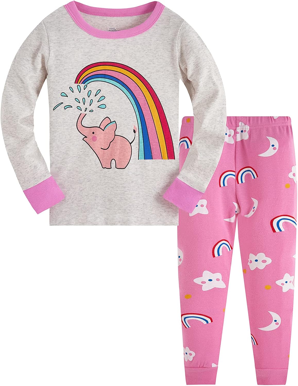 TEDD Girls' Pyjamas, Cotton, Cute, Unicorn, Long Sleeves, Two-Piece Pyjamas Set, Kids’ Sleepwear, Winter, Christmas, Sizes 1-12 Years