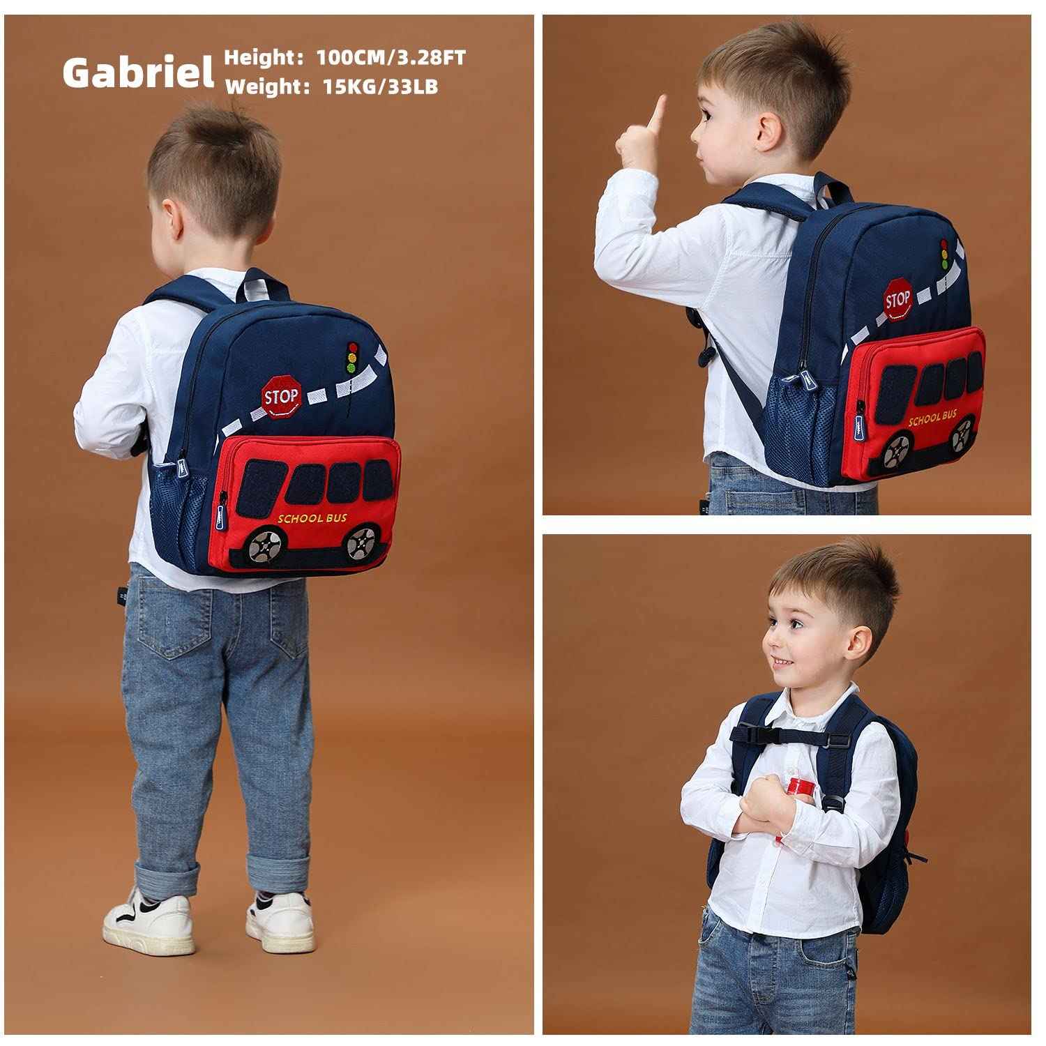 willikiva Car Dinosaur Toddler Kids Backpack for Boys and Girls Kids Waterproof Preschool Bag