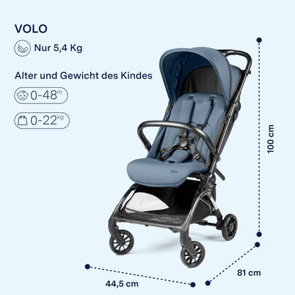 PEG Leichter Buggy Volo mit Regenschutz, Handgepäckgröße, Flugzeuggeeignet, Kompakt, Ab Geburt bis 22 kg, Reisetasche Inklusive, Malva