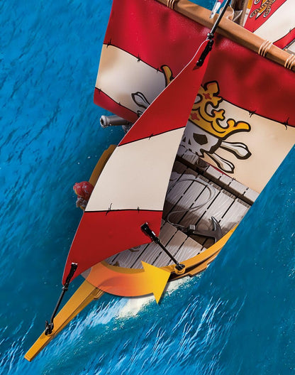 PLAYMOBIL Pirates 71418 Pirate Ship, Exciting Adventures on the High Sea, with Extensive Accessories such as Telescope, Compass and Cannons, Toy for Children from 4 Years