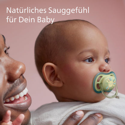 Philips Avent ultra air Schnuller - 4er Pack, BPA-freier, atmungsaktiver Schnuller für Babys von 0-6 Monaten, inklusive Transport- und Sterilisationsbox, Sonne/Regenbogen (Modell SCF085/65) - Meloni2