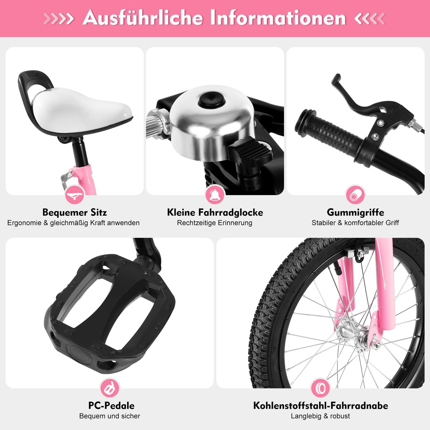 HUSPOO 16 Zoll Kinderfahrrad, Kinderfahrrad für Jungen und Mädchen Kinder, Anfänger Fahrrad Kinderfahrrad Radfahren mit Stabilisatoren und Korb, geeignet für Kinder im Alter von 5-8 Jahren - Meloni2