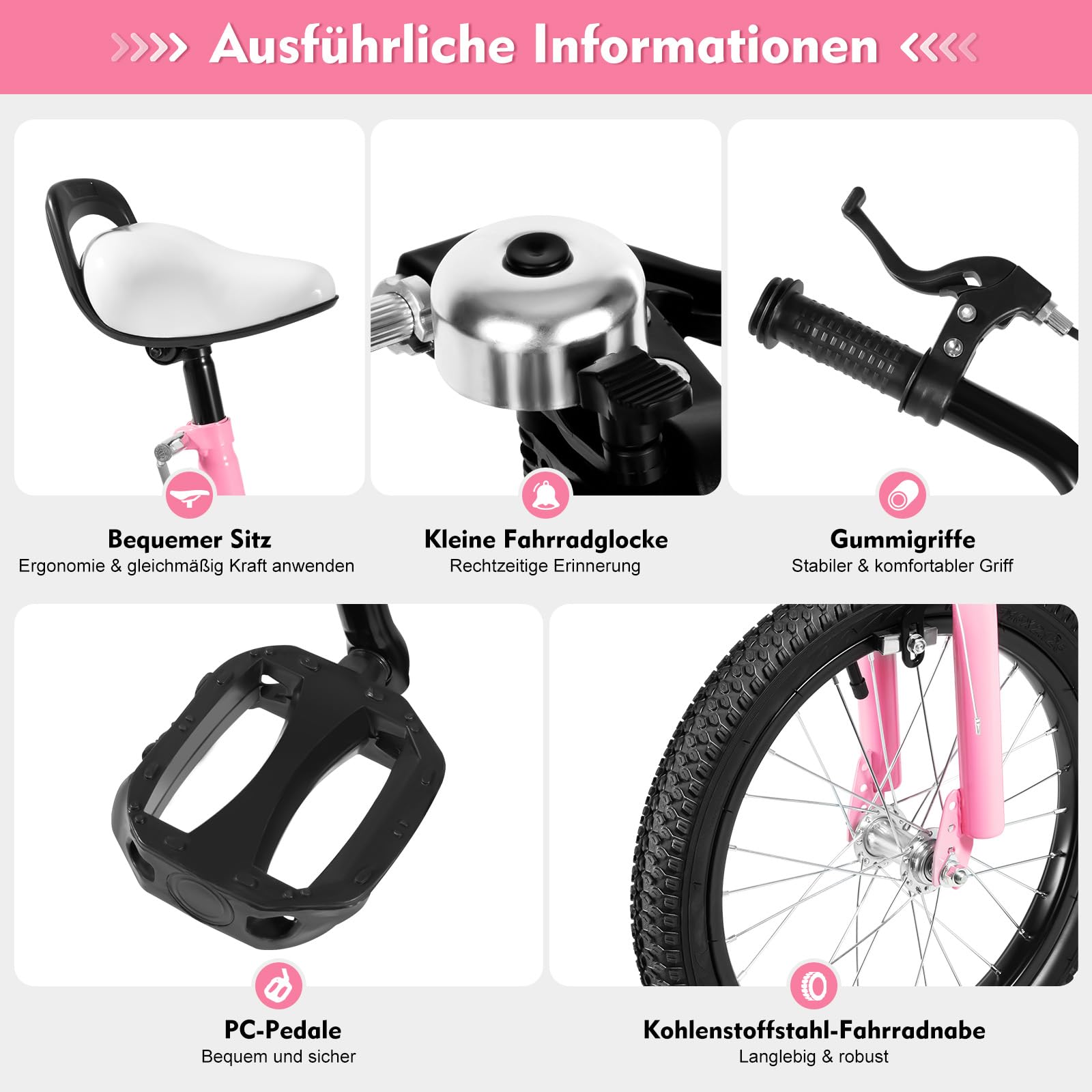 HUSPOO 16 Zoll Kinderfahrrad, Kinderfahrrad für Jungen und Mädchen Kinder, Anfänger Fahrrad Kinderfahrrad Radfahren mit Stabilisatoren und Korb, geeignet für Kinder im Alter von 5-8 Jahren - Meloni2
