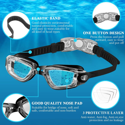 COOLOO Schwimmbrille Kinder, 2 Stück Schwimmbrille für Kinder Kind Jungen Mädchen Junior 3-15 Jahre,Anti-Fog,Kein Auslaufen