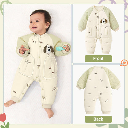 Baby Schneeanzug, weicher Strampler, Neugeborenen Winter Strampler, Herbst Winter Warm Overall, Winter Anzug für Kleinkinder, Mädchen, Jungen, 6-18 Monate