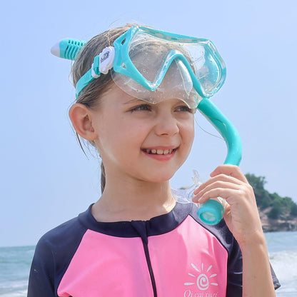 Findway Children's Diving Goggles, Swimming Goggles, Snorkel Mask for Boys Girls Teenagers, Diving Mask with Nose Cover, 180° Panorama, HD, Anti-Fog, Anti-Leak, Diving Goggles for Children 4-16 Years