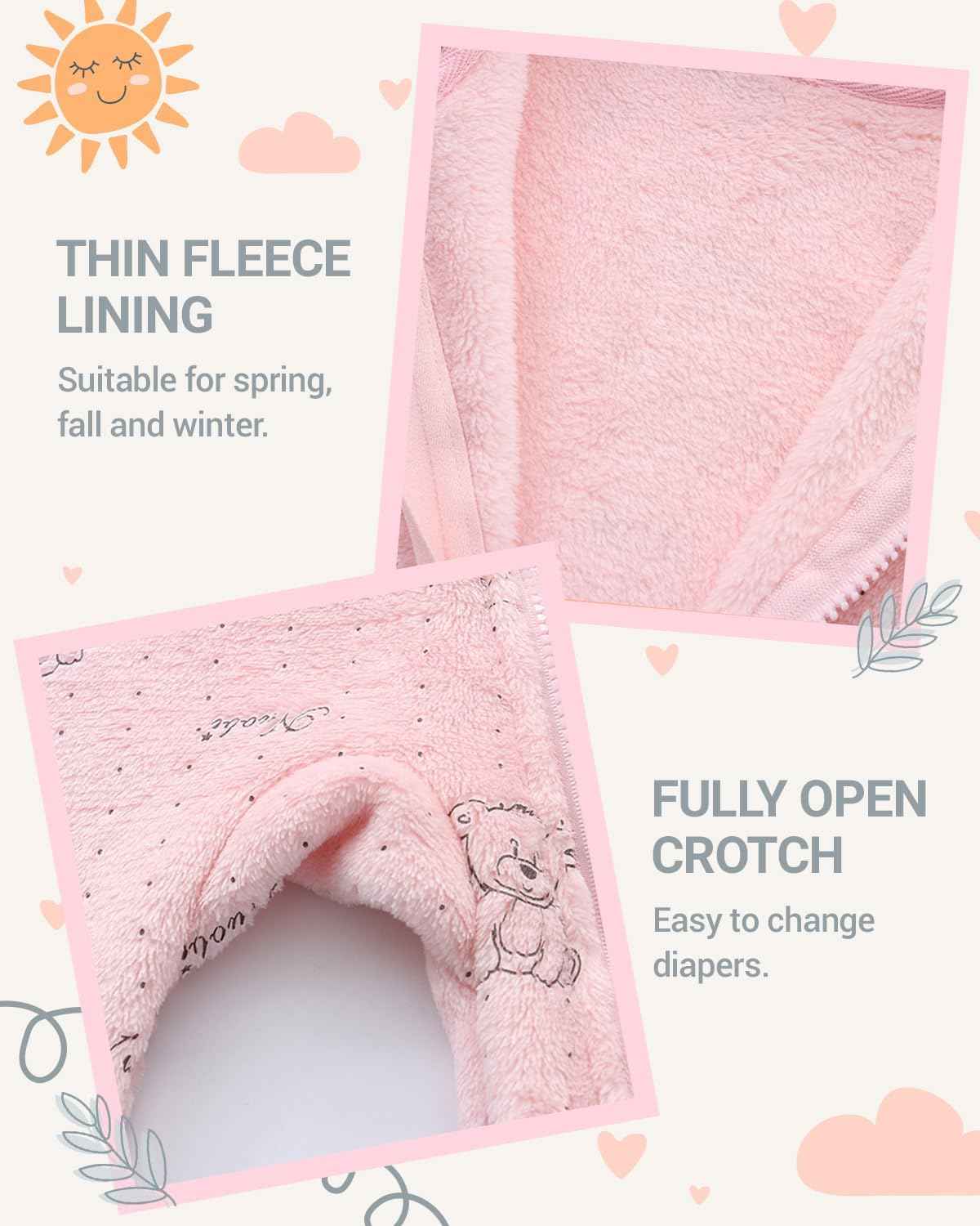 JiAmy Baby Snowsuits with Hood, Baby Jumpsuit Winter Fleece Romper Newborn Boy and Girl One Piece Suit for 0-12 Months
