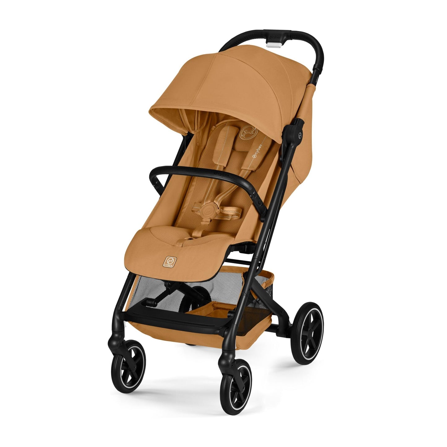 Cybex Gold Kinderwagen Beezy mit One-Pull Harness, Ab Geburt bis ca. 4 Jahre (max. 22 kg), Kompakt und ergonomisch, Magic Black (Schwarz mit schwarzem Rahmen)