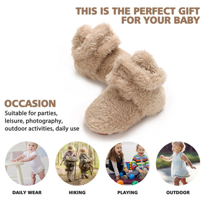 TMEOG Baby Winter Shoes Thermal Baby Shoes Crawling Shoes Fleece Baby Boots Non-Slip Warm Booties Baby Boots Lined Newborn Walk Shoes for Girls Boys 0-18 Months