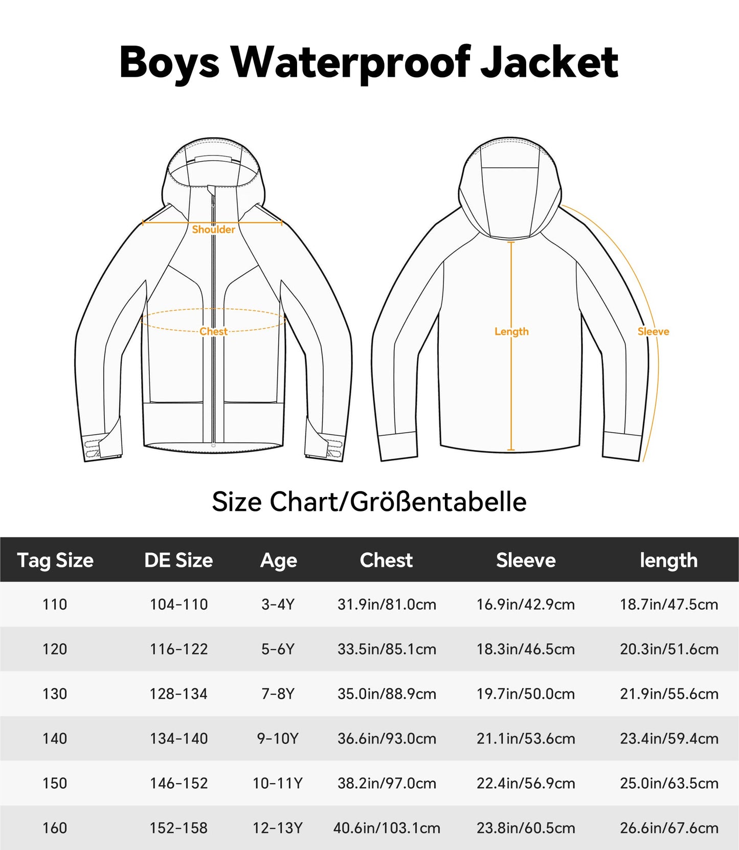 LAUSONS Children's Lined Rain Jacket Boys Camouflage Waterproof Jacket Lightweight Transition Jacket with Removable Hood 