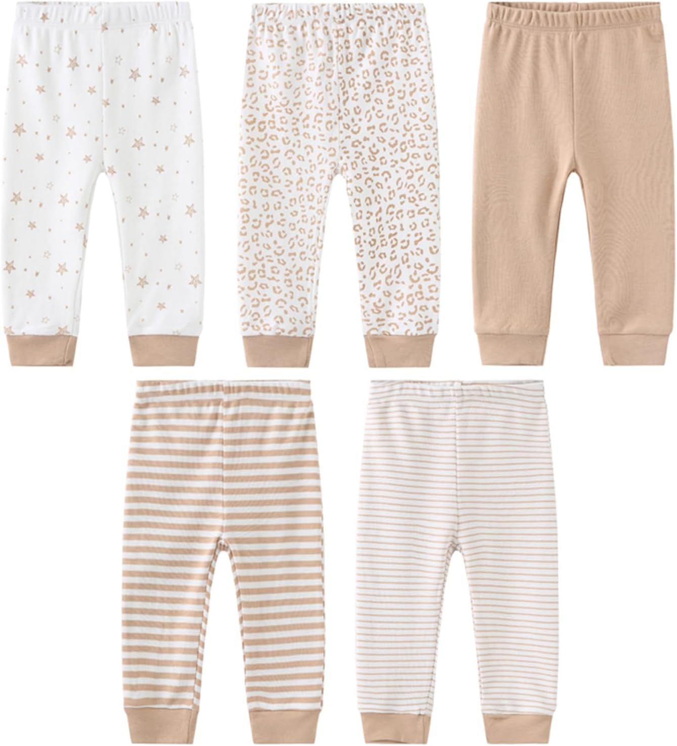 JELYLOVE Pack of 5 Unisex Baby Boy Girl Trousers Sets 100% Cotton Baby Accessories Newborn