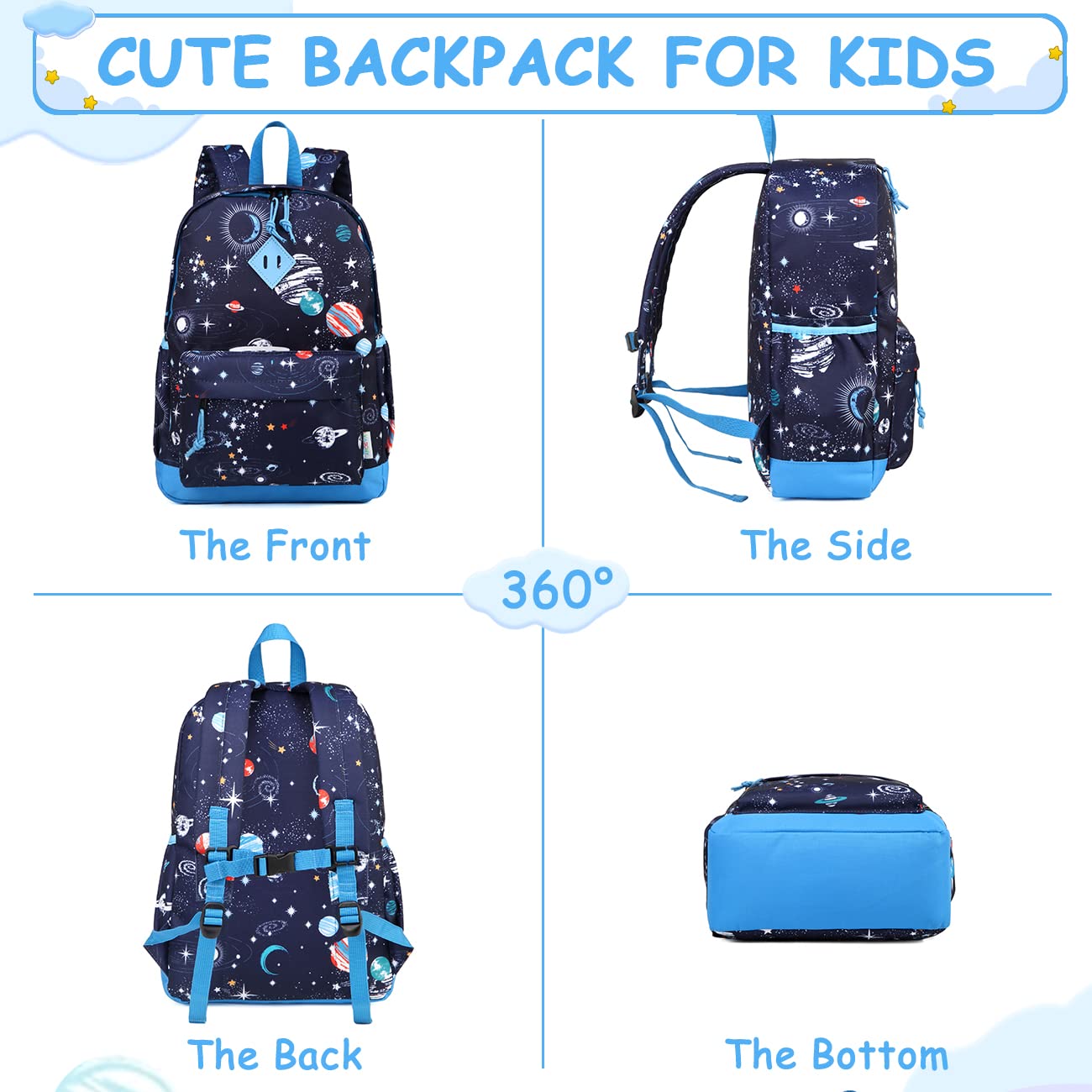 Rucksack für Mädchen, 4-6 Jahre, Schulrucksack mit Seitentaschen und Brustgurt, 127-Einhorn, one size, Niedlich