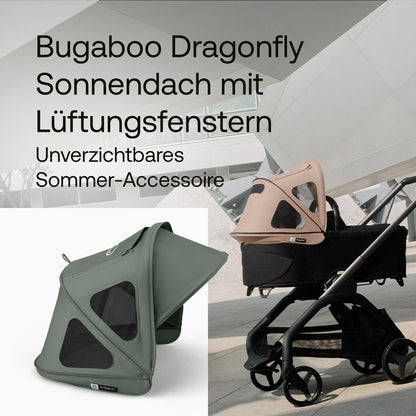 Bugaboo Dragonfly Sonnendach mit Lüftungsfenstern, ausziehbar für zusätzlichen und optimalen Sonnenschutz, wasserabweisend, Deep Indigo