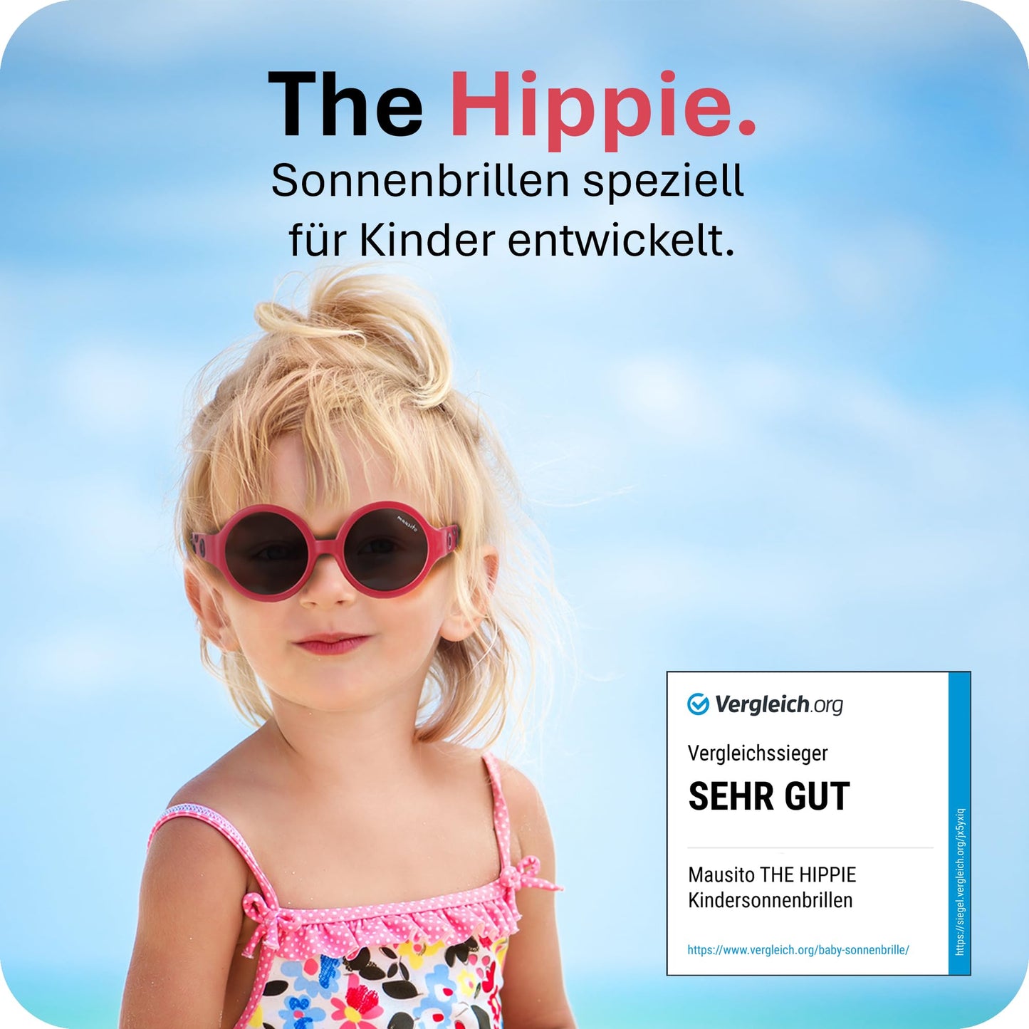 Mausito Sonnenbrille Kinder 6-24 Monate & 2-5 Jahre | VERGLEICHSSIEGER Kindersonnenbrille 100% UV-Schutz | BIEGSAM | Schadstofffreie Kindersonnenbrillen mit Band | Europäisches Design für Kinder