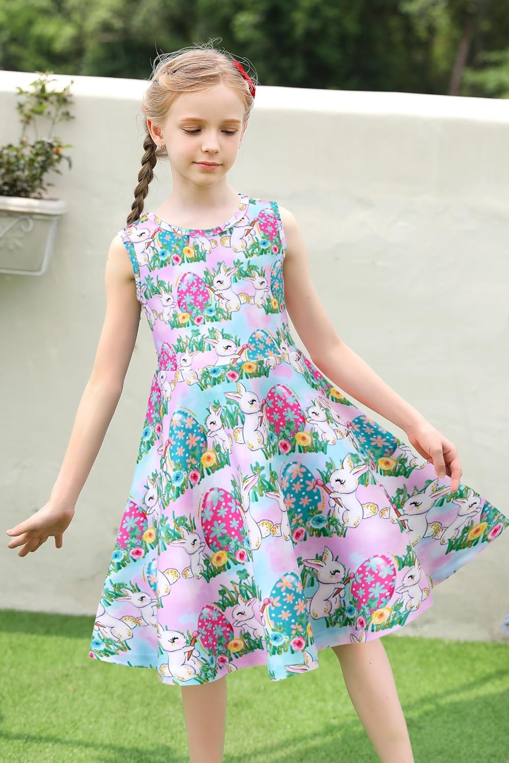 kids4ever Mädchen Kleid Ärmellos Sommerkleid Rundhals A-Linie Swing Kleid Meerjungfrau Galaxie Prinzessin Party Geburtstag 4-12 Jahre
