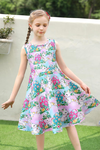 kids4ever Mädchen Kleid Ärmellos Sommerkleid Rundhals A-Linie Swing Kleid Meerjungfrau Galaxie Prinzessin Party Geburtstag 4-12 Jahre