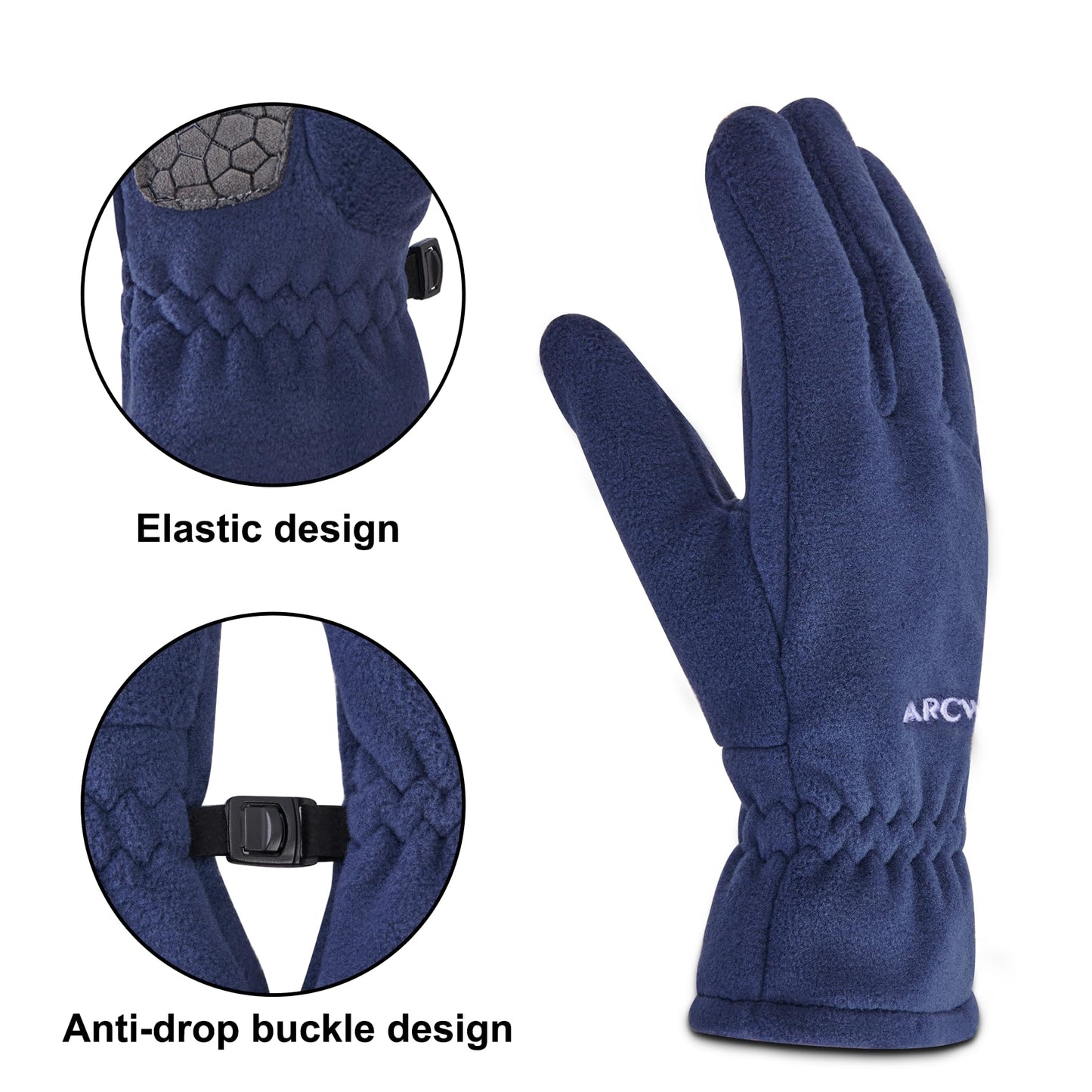 Arcweg Children's Gloves, Fleece, Warm Running Gloves, Winter Gloves, Non-Slip Cycling Gloves, Touchscreen Gloves for Boys and Girls, Finger Gloves for Sports, Outdoor, Camping, Hiking, Running