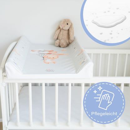 Wickelunterlage Wickelauflage Keil 70x47 cm - Wickeltischauflage für Babys abwaschbare und wasserdichte Wickelmulde ideal für Babybett und Wickeltisch Kaninchen Motiv