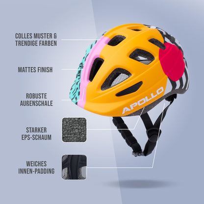 Apollo Kinder Fahrradhelm, Helm für Kinder & Jugendliche, Multisport Helm, Fahrradhelm Mädchen, Fahrradhelm Jungen, Kinderhelm ab 3 Jahre, Verstellbarer Kinder-Helm, ab Größe 48, für Fahrrad & Roller