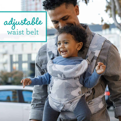 Infantino Flip Advanced 4-in-1 Babytrage, Ergonomisch, Umwandelbar, mit Blickrichtung Nach Innen und Außen, Vorne und Hinten Tragbar für Neugeborene bis Kleinkinder von 3,6-14,5 kg, Grau