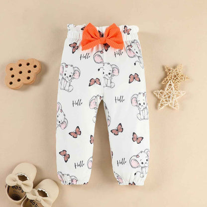 Generisch Hose 92 Junge Set Neugeborenen Baby Mädchen 3-teiliges Herbst-Outfit Langarm-Strampler + Schleife Print Hose + Stirnband Set Neugeborenen Mädchen Kleidung Neugeborenen Set Kleidung