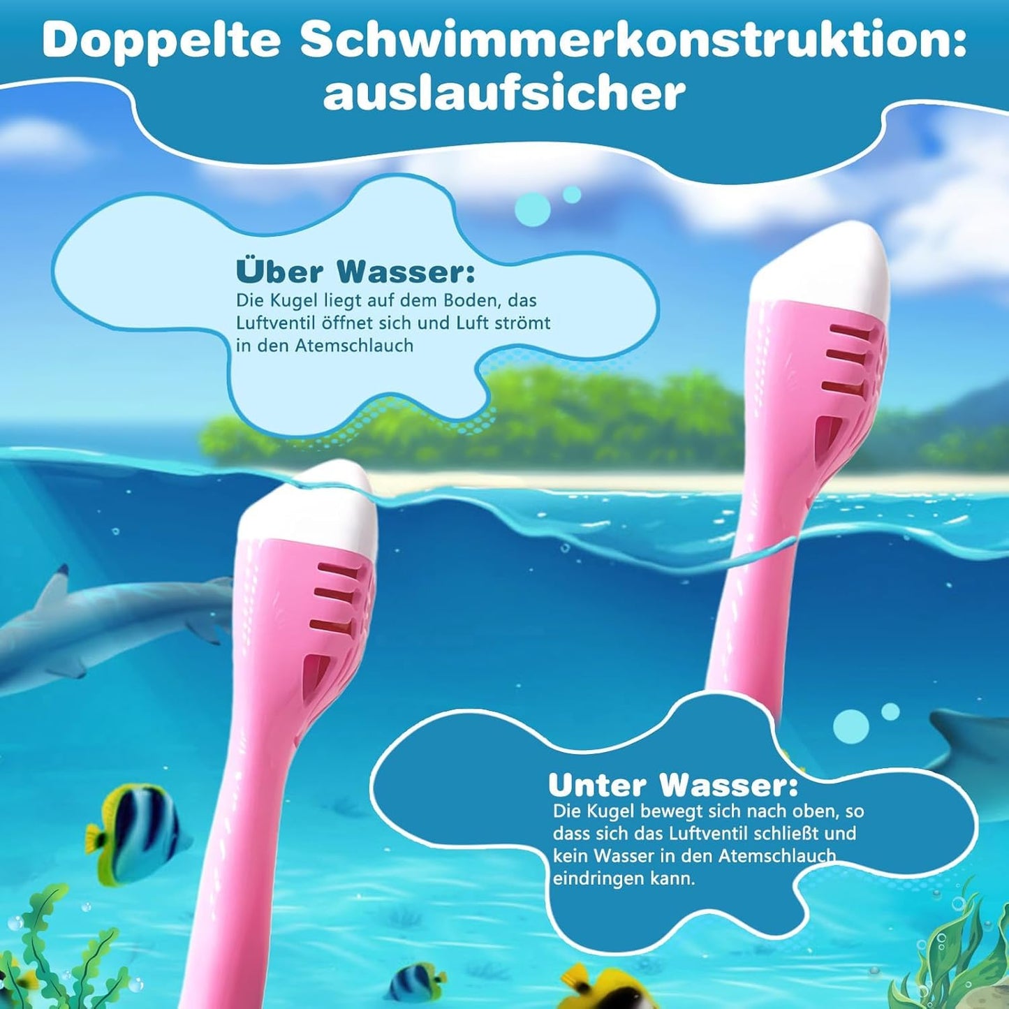 Schnorchelmaske Kinder Vollmaske – CO₂ sichere Tauchmaske ab 6 Jahren mit Anti-Beschlag, Anti-Leck, 180° Sichtfeld – Schnorchel Vollgesichtsmaske inkl. Silikon & Tragetasche