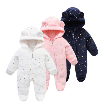 Baby Overall Winter Fleece Schneeanzug Baby Warm Romper mit Kapuze Herbst Winter für Jungen Mädchen 0-12 Monate