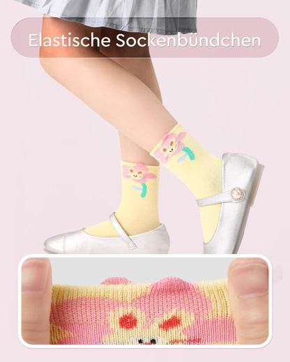 Kyopp 10 Paar Socken Kinder Mädchen und Jungen Klassisch Socken Lustig Cotton Socken Crew Socks Winter/Sommer