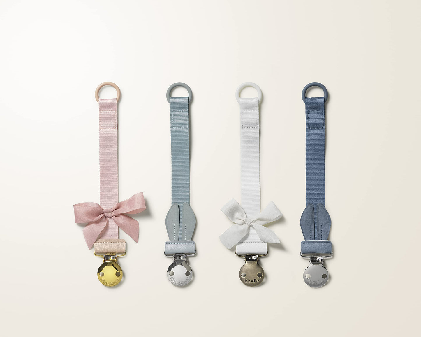 Elodie Details Schnullerkette 2er Pack, aus Stoff und Edelstahl Clip, für Baby Junge und Mädchen, Universal Silikonring, Passend für Alle Schnuller - Powder Pink/Soft Terracotta, Rosa