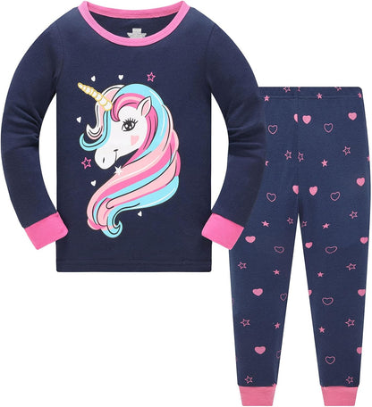 TEDD Girls' Pyjamas, Cotton, Cute, Unicorn, Long Sleeves, Two-Piece Pyjamas Set, Kids’ Sleepwear, Winter, Christmas, Sizes 1-12 Years