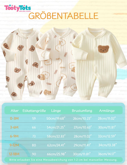 Neugeborener Unisex Strampler, Langarm-Overall, 100 % Baumwolle, weich und bequem, für Babys, Oberbekleidung und Nachtwäsche, geeignet für alle Jahreszeiten