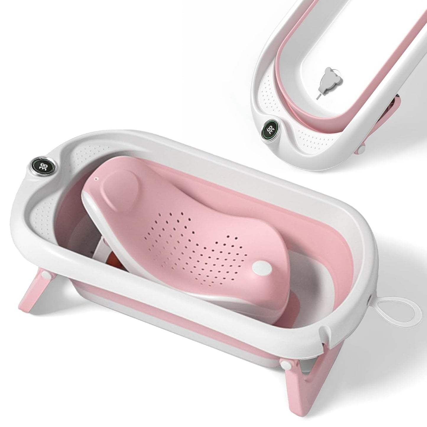 Faltbar Baby Badewanne Mit Rutschfestem Badewannensitz - Babywanne Xxl Mit Badethermometer - Von Der Geburt Bis 3 Jahre - Baby Bathtub - Babygeschenk - Geburtsgeschenke Für Mädchen & Jungen