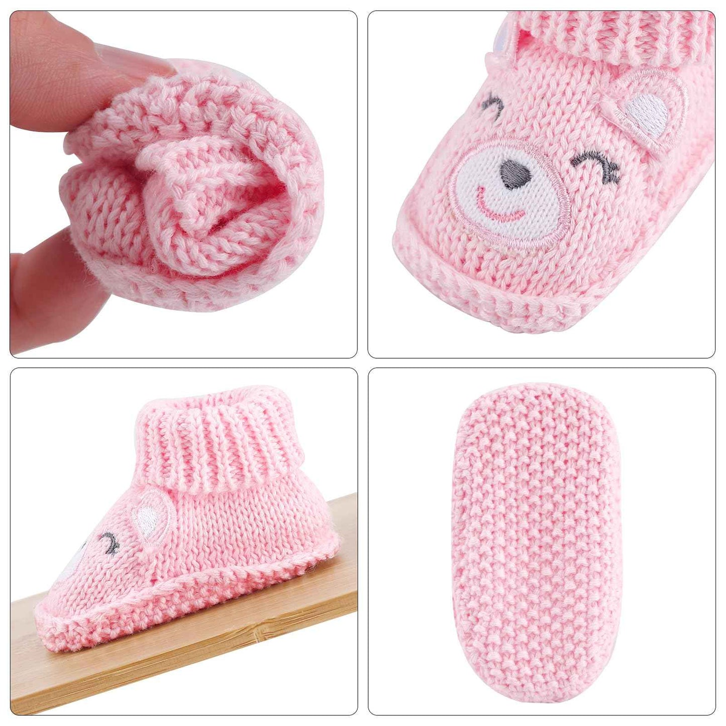 LACOFIA 2 Pairs Newborn Knitted Baby Shoes Soft Baby Boys Girls Ankle Boots 0-3 Months
