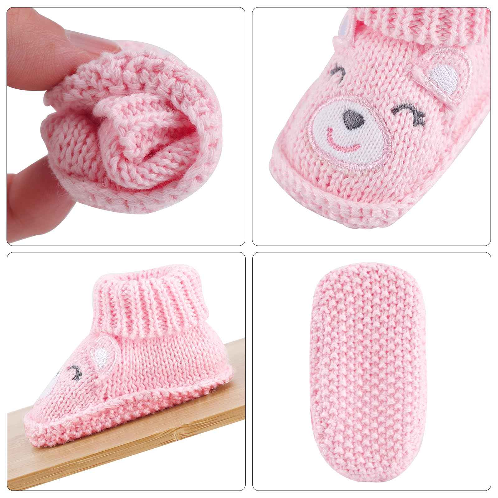 LACOFIA 2 Pairs Newborn Knitted Baby Shoes Soft Baby Boys Girls Ankle Boots 0-3 Months