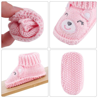 LACOFIA 2 Pairs Newborn Knitted Baby Shoes Soft Baby Boys Girls Ankle Boots 0-3 Months