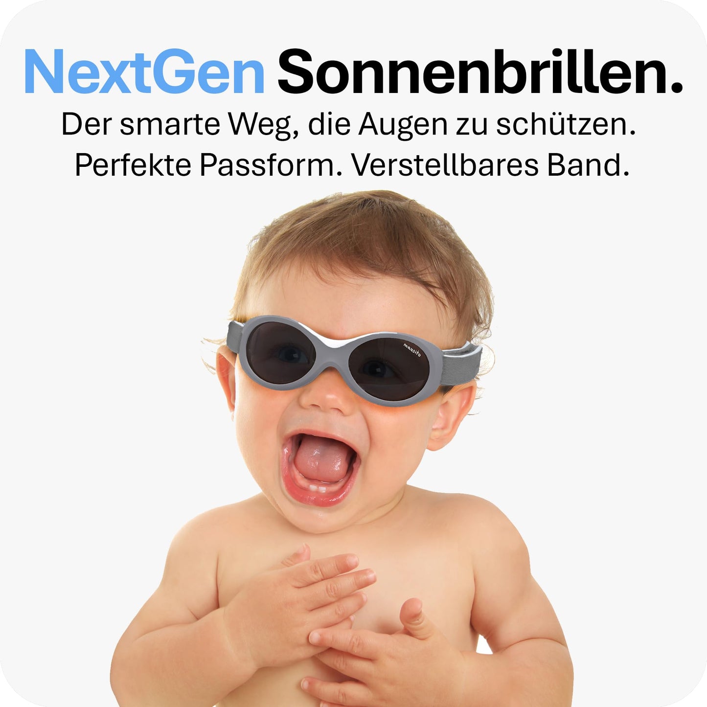 Mausito BABY Sonnenbrille 0-18 Monate Mädchen I VERGLEICHSSIEGER Sonnenbrille Baby 100% UV-Schutz I BIEGSAM & verstellbares Band I Schadstofffrei I Europäisches Design für Kinder gemacht
