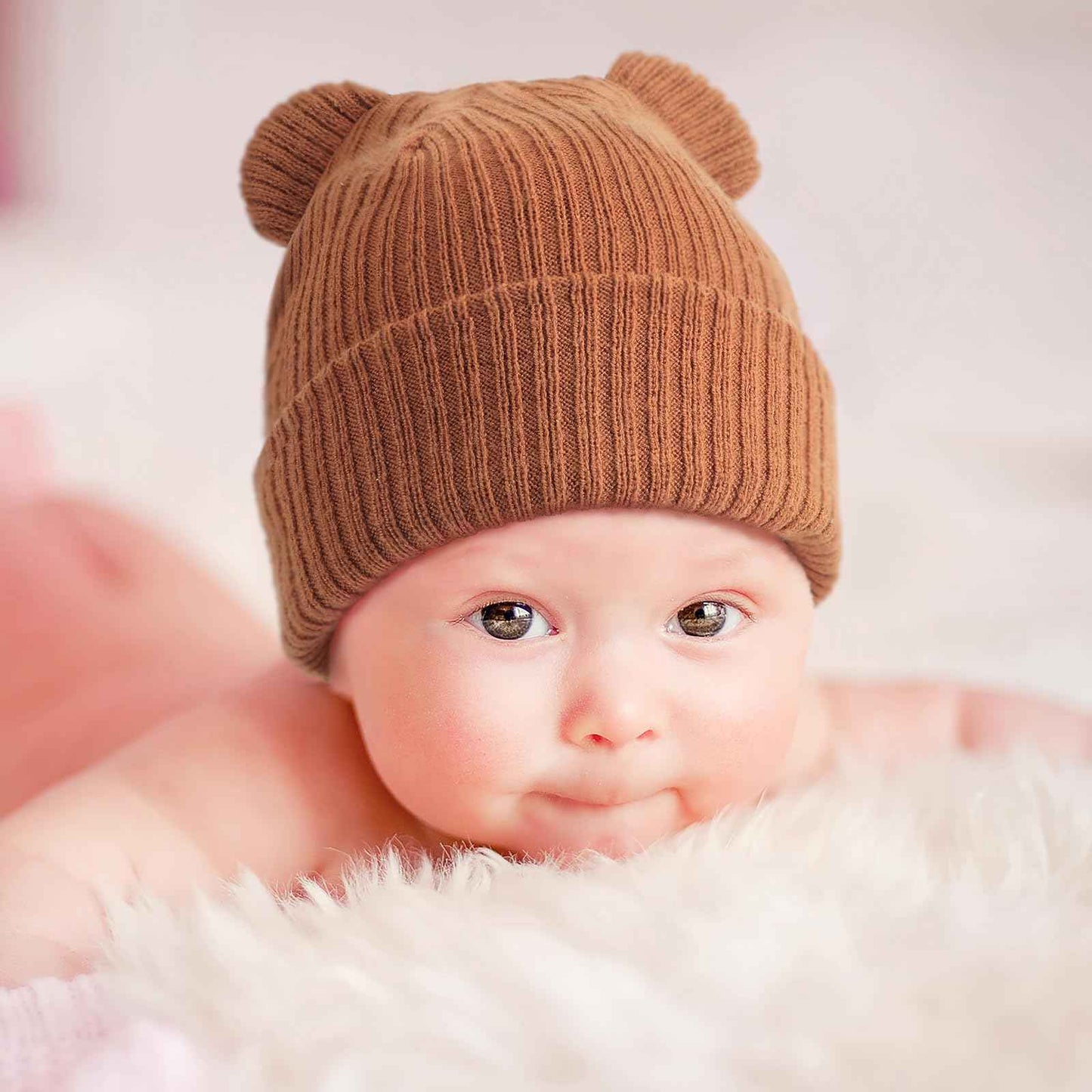 DRESHOW Toddler Beanie Baby Winter Hats Baby Soft Knitting Cute Bear Ears Hat for Boys Girls Warm Hat Hats for 0 Months - 24 Months