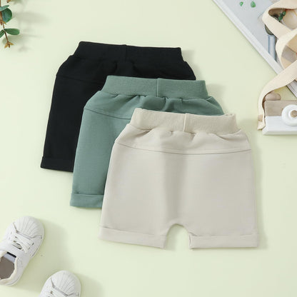 Himllauen Baby Jungen Shorts 3er-Pack Sommer Einfarbig Shorts 0-3 Jahre Kinder Kurze Hosen