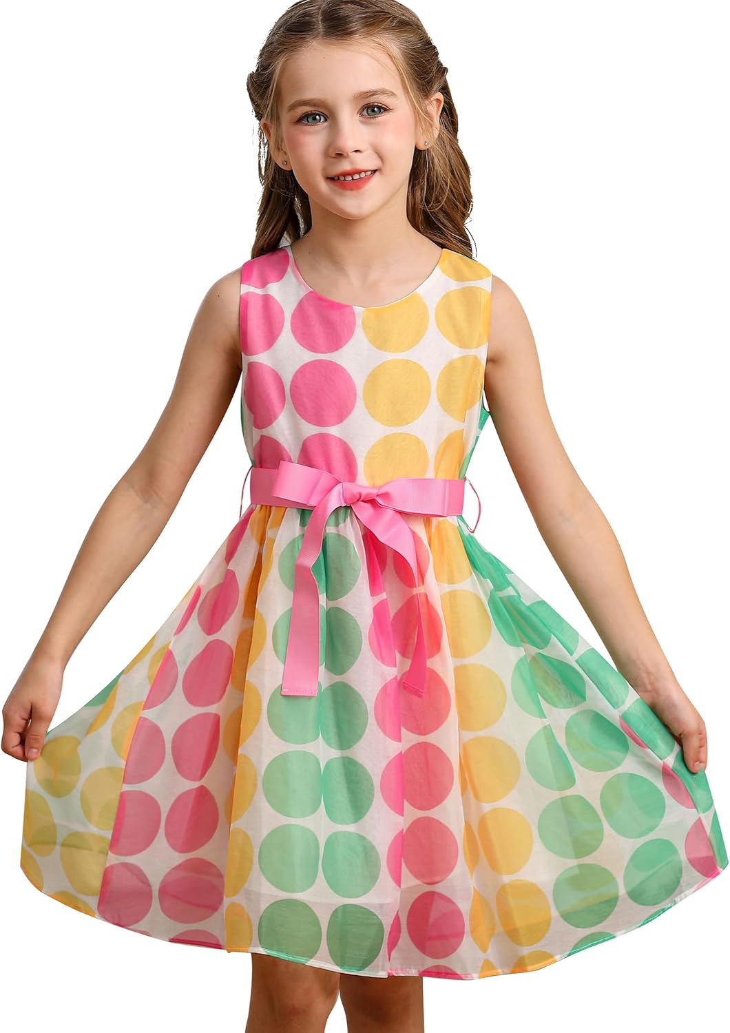 BONNY BILLY Mädchen Kleider Vintage Blumen Festlich Hochzeit Elegant Kinder Kleid mit Gürtel