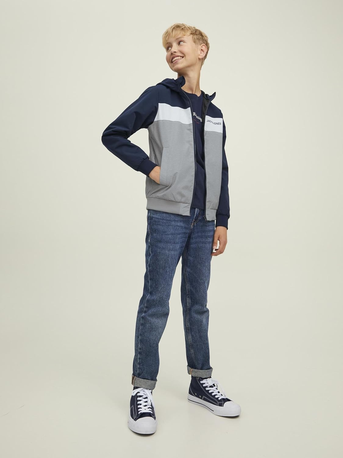 JACK &amp; JONES Jjerush Blocking Hood Bomber Sn Jr Boys Jacket 