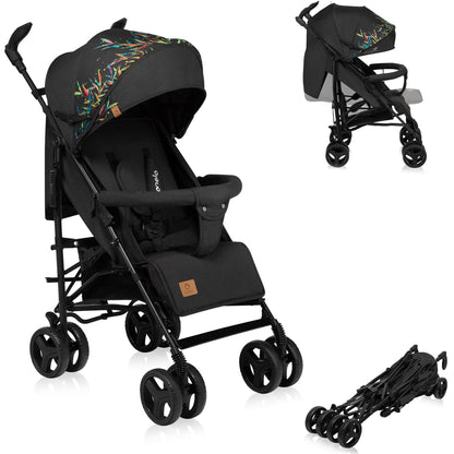 Lionelo Irma Pushchair up to 15 kg, Lightweight Modern Pushchair with Reclining Function, Foldable, Large 6 Inch Wheels, Large Basket, Bag, Mosquito Net 